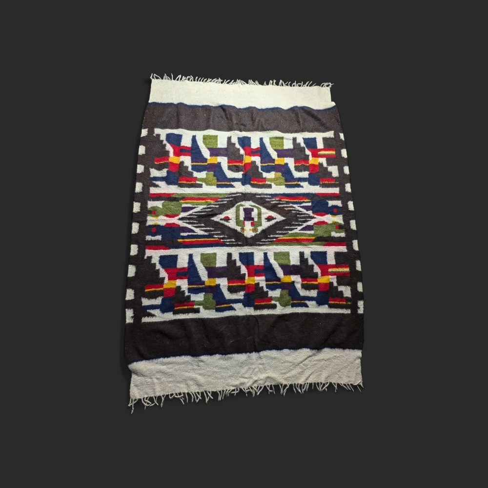 Vintage Mexican-native American wool blanket 113inch x52 inch